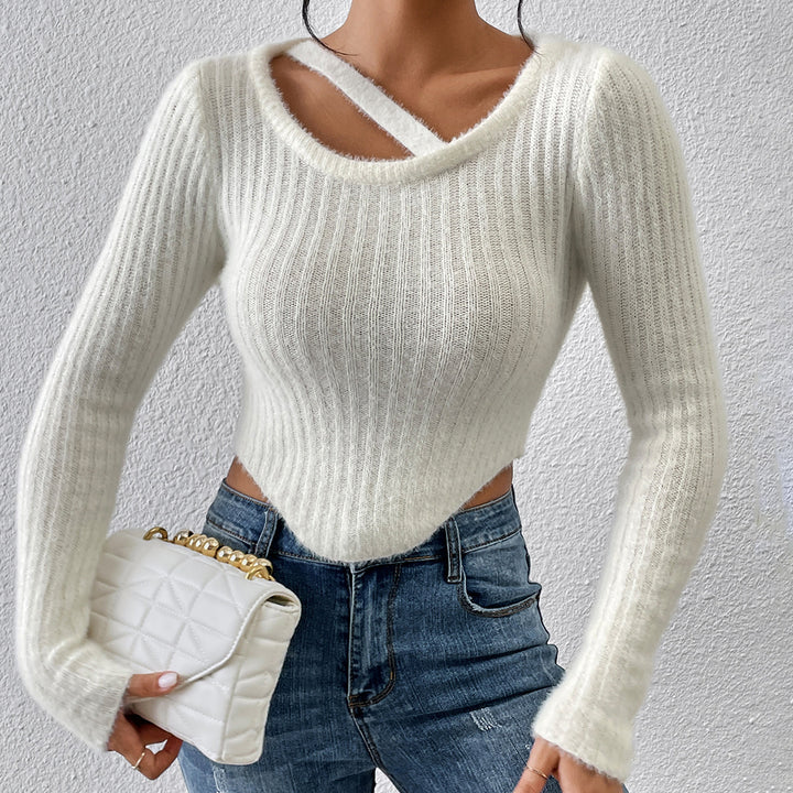 Damen Strickoberteil mit offener Schulter und elastischem Saum Drune