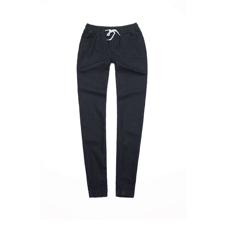 Damen nan schmal geschnittene Denim-Jogginghose mit Elastikbund, Tunnelzug und elastischen Beinbündchen Drune