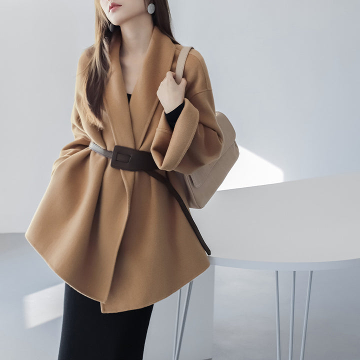 Damen Modischer und eleganter Mantel mit Gürtel Drune
