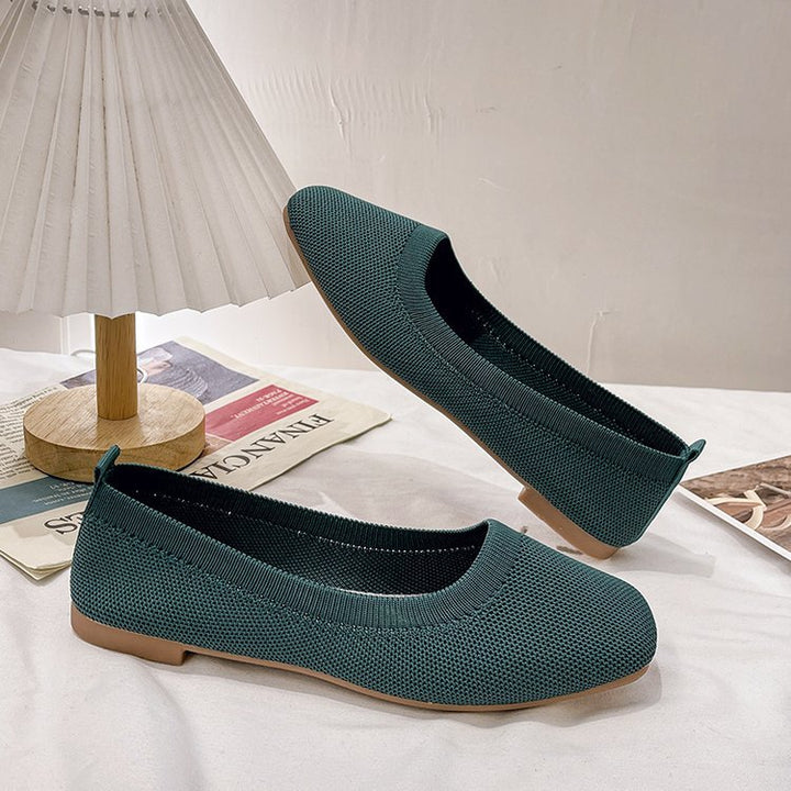 Damen Bequeme Slip-On Ballerinas mit atmungsaktiver Obermaterialstruktur Drune