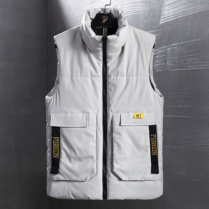 Herren Isolierte Outdoorweste mit hohem Stehkragen, Multifunktionstaschen und markanten Webbändern Drune