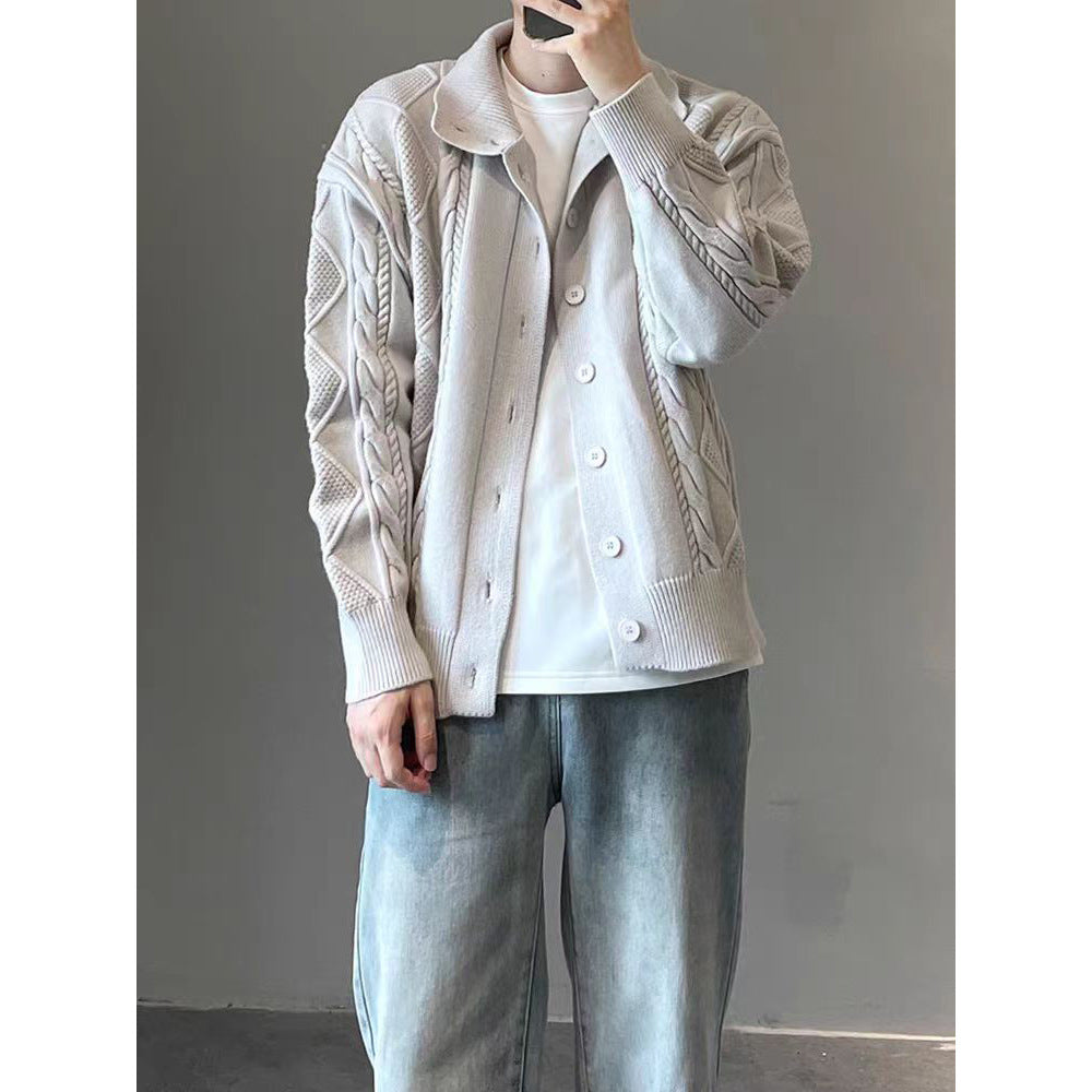 Herren Grobstrickjacke mit Kabelmuster Drune