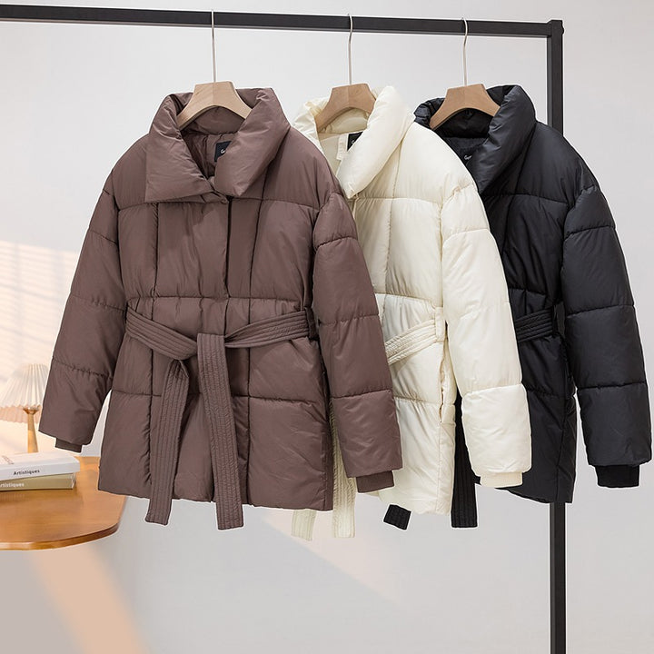 Damen Wattierte Jacke mit Gürtel und eleganter Kragenform Drune