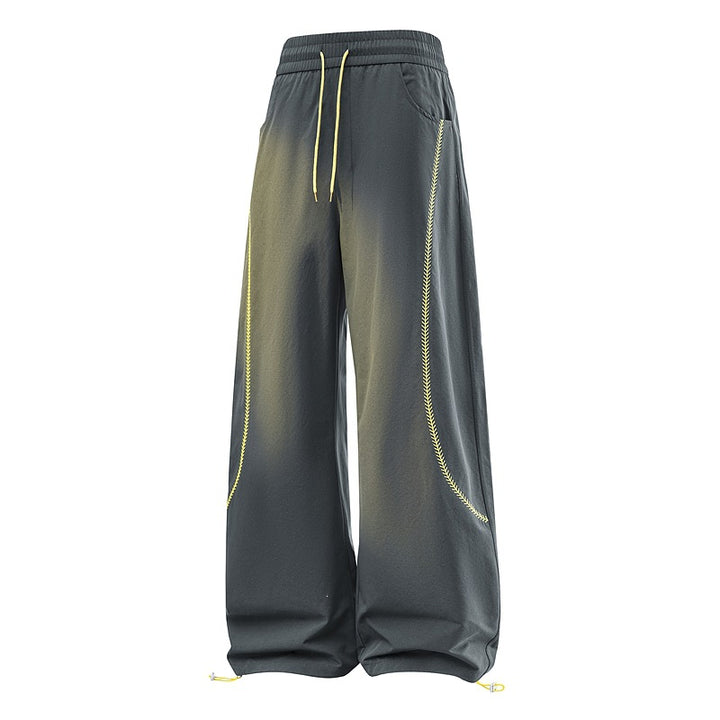Damen Weite Baggy-Freizeithose mit Tunnelzugbund, kontrastierenden Ziernähten & verstellbarem Saum Drune