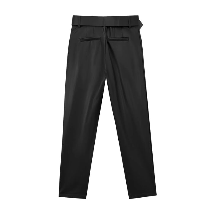 Damen nan taillierte Highwaist-Hose mit Bundfalten, schmal zulaufendem Bein und breitem Ziergürtel Drune