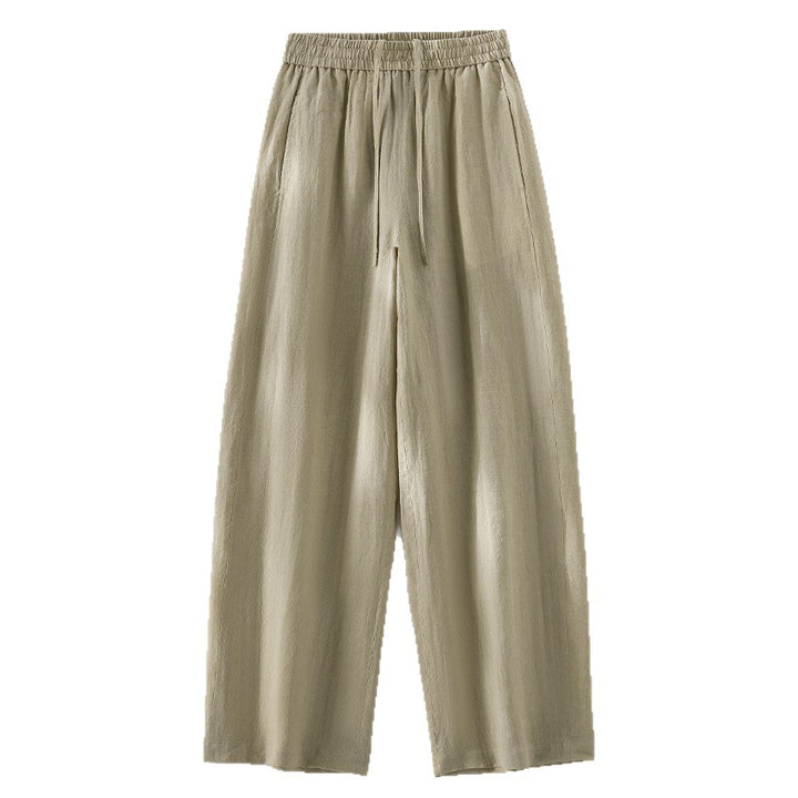 Damen Weite Leinen‑Optik Palazzohose mit elastischem Bund und fließender Silhouette Drune