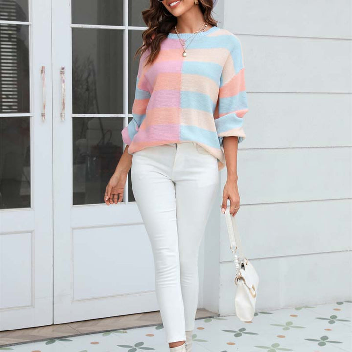Drune | Farbiger Gestreifter Strickpullover Mit Stil