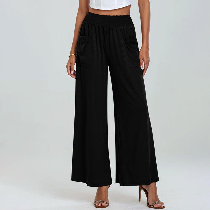 Damen Weit geschnittene Palazzo-Hose mit elastischem Bund und praktischen Taschen Drune