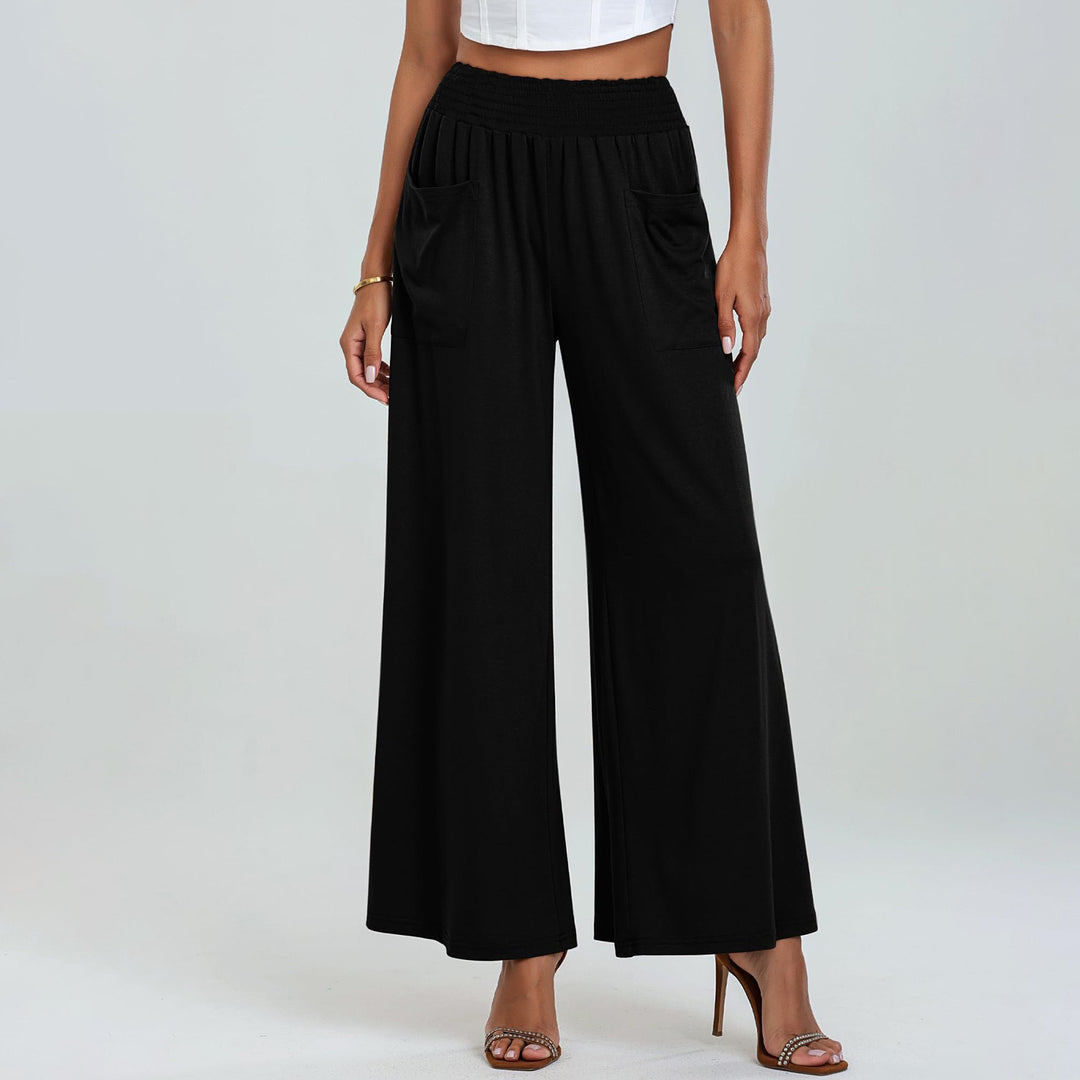 Damen Weit geschnittene Palazzo-Hose mit elastischem Bund und praktischen Taschen Drune