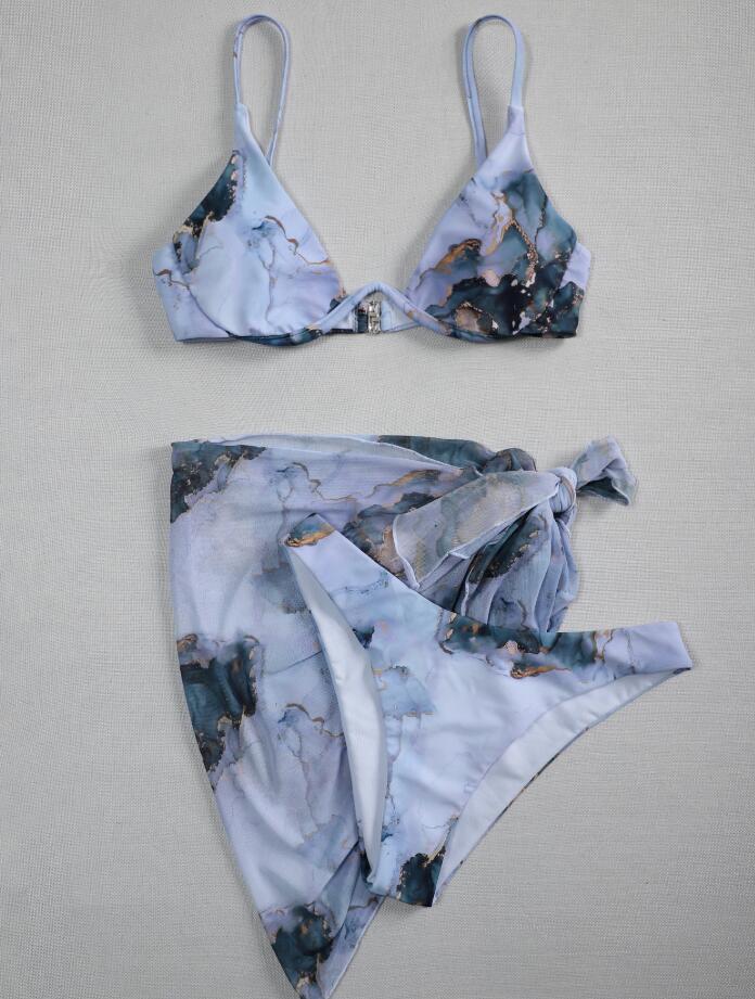 Damen Triangel-Bikini-Set mit Übergroßem Wickelrock Drune