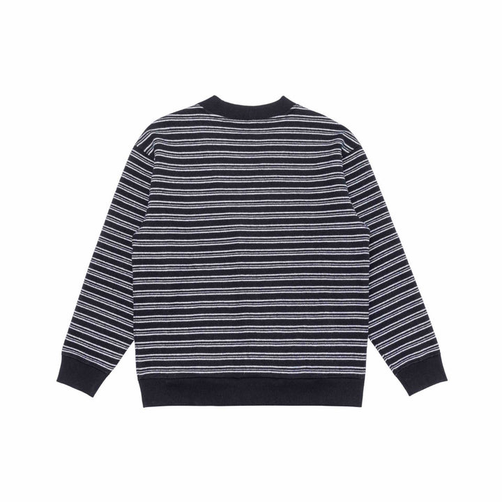Herren Gestreifte Knopfcardigan mit V‑Ausschnitt, Eingrifftaschen und Rippenbündchen Drune