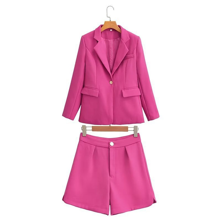 Damen Tailliertes Blazer- und Shorts-Set mit Korsagen-Croptop Drune