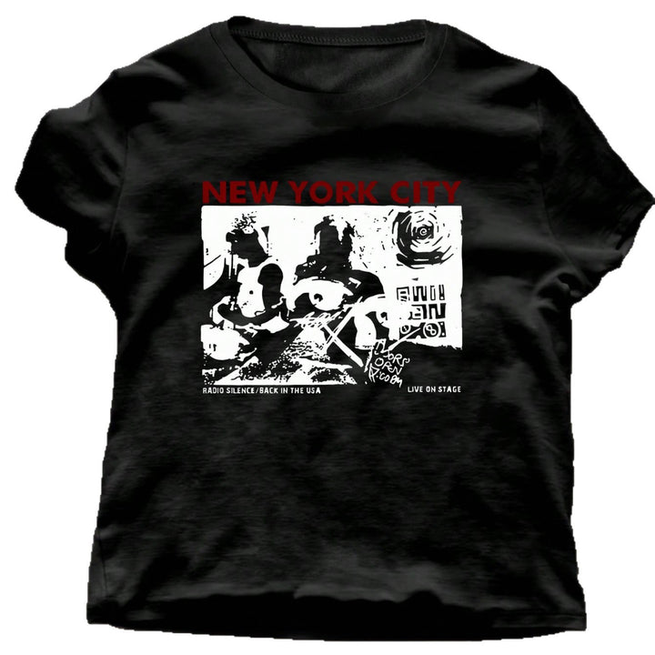 Damen Grafik T-Shirt mit kreativem New York City Motiv Drune