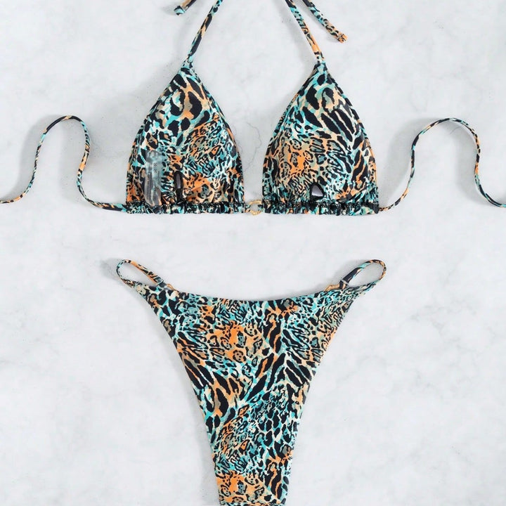 Damen Triangel-Bikini mit exotischem Tiermuster Drune