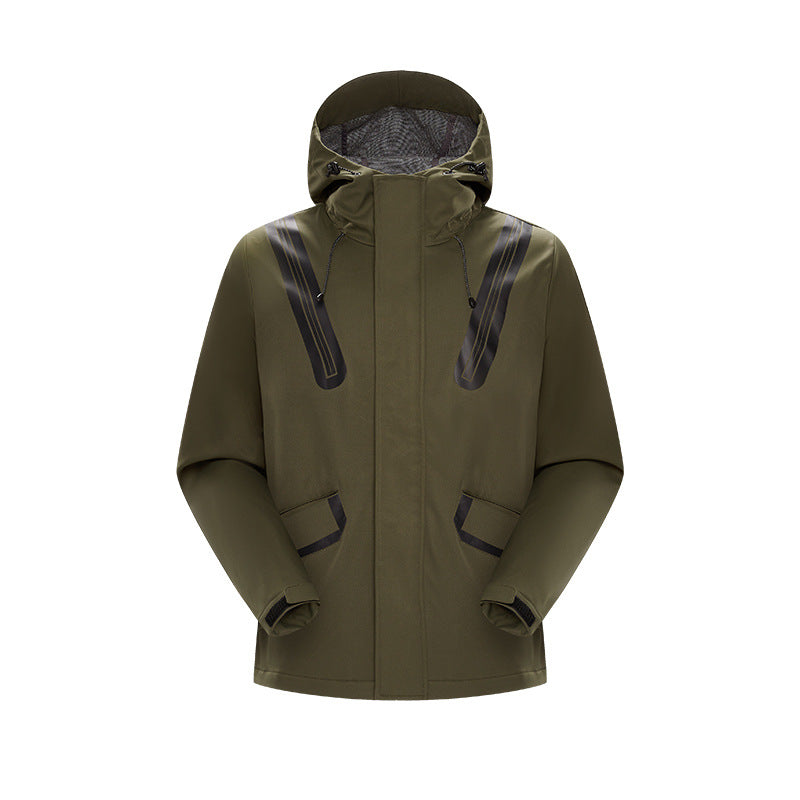 Herren Technische Softshell-Parka mit Kapuze, getapten Nähten und gummierten Einsätzen Drune