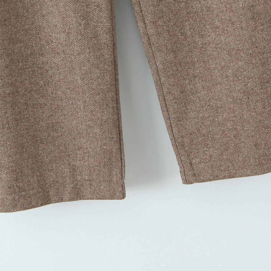 Damen Hochtaillierte weite Wolloptik-Hose mit geradem Bein Drune