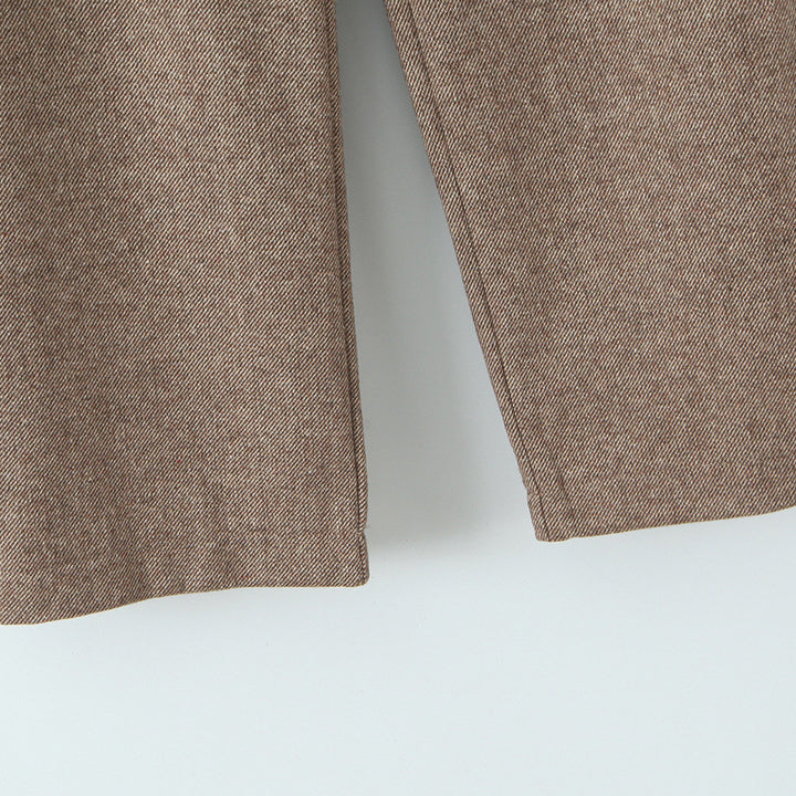 Damen Hochtaillierte weite Wolloptik-Hose mit geradem Bein Drune