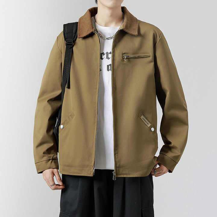 Herren Modische Übergangsjacke mit Cordkragen Drune