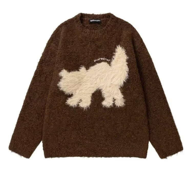 Damen Gemütlicher Pullover mit Effektgarn und Tiermotiv Drune