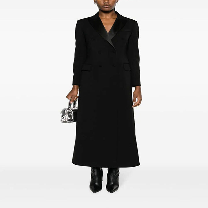 Damen Maxiblazer-Mantel im Smokingschnitt mit schmaler Silhouette Drune