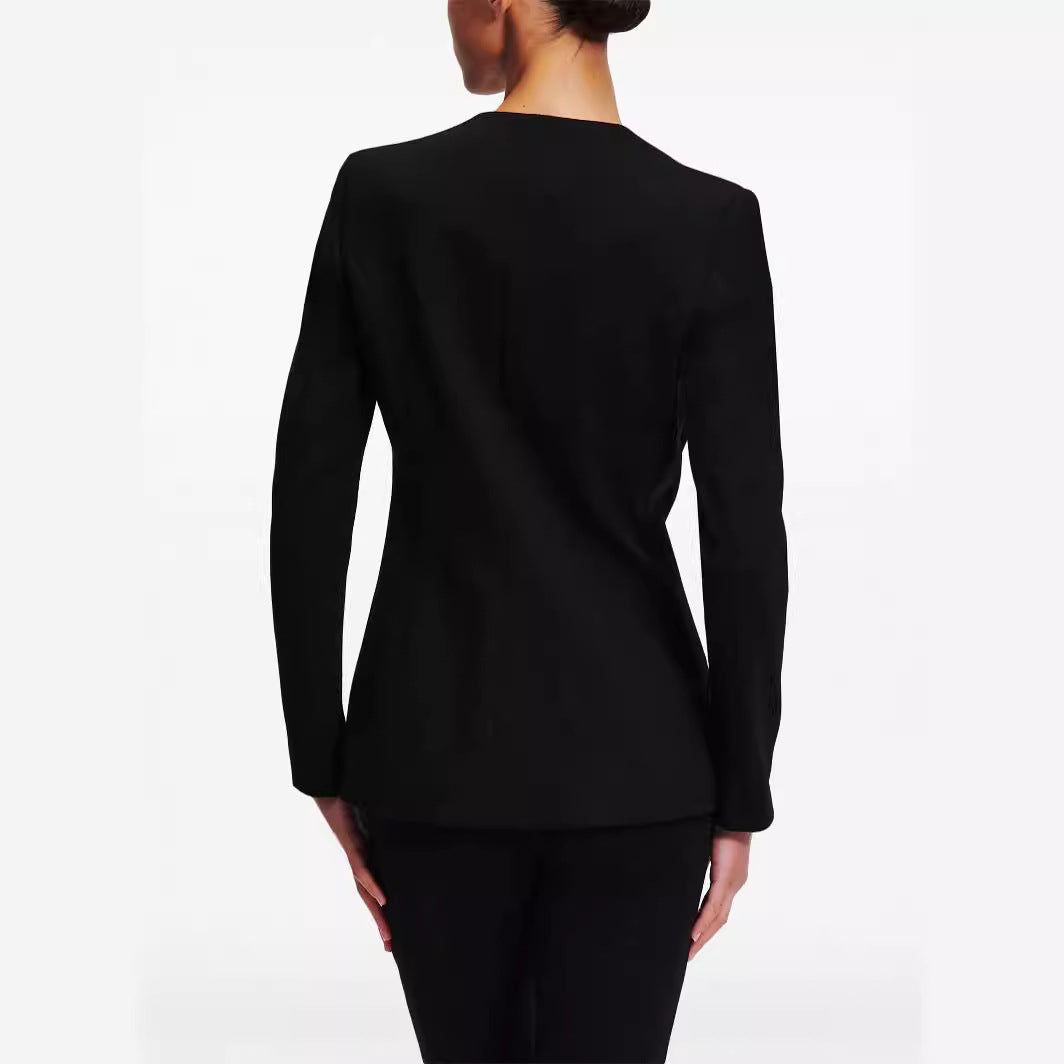 Damen Cape-Ärmel Tailoring-Blazer mit taillierter Silhouette und ausgestellter Hose mit Beinschlitz Drune