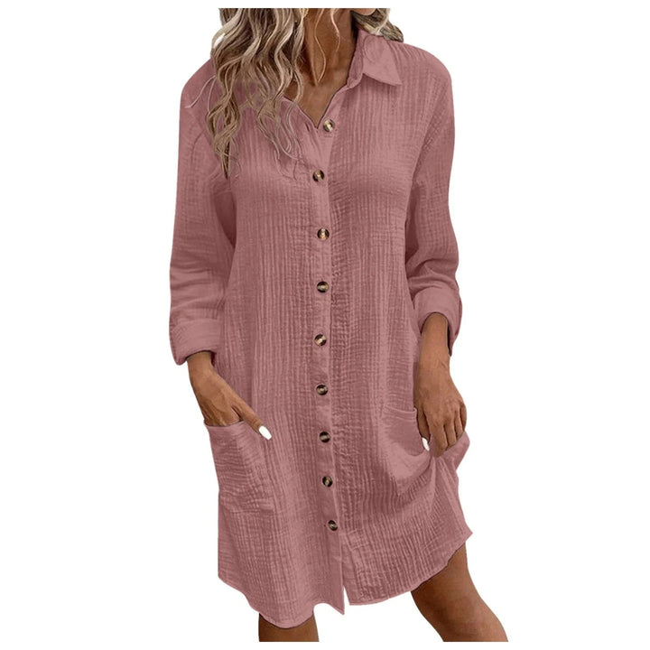 Damen Hemdkleid mit Knopfdetail und praktischen Taschen Drune