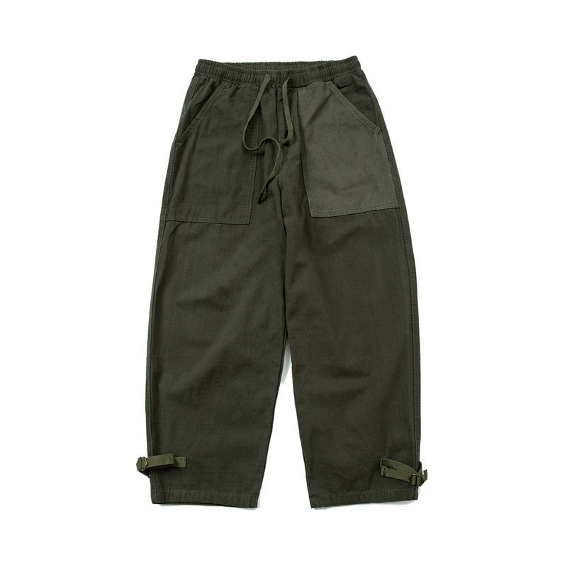 Herren Locker geschnittene Utility-Cargo-Hose mit Kordelbund und verstellbaren Beinriemen Drune