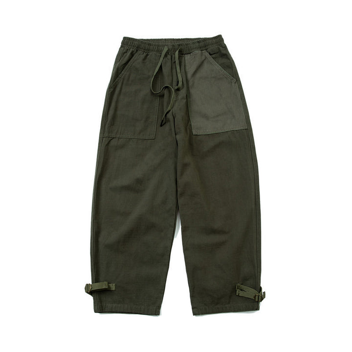 Herren Locker geschnittene Utility-Cargo-Hose mit Kordelbund und verstellbaren Beinriemen Drune