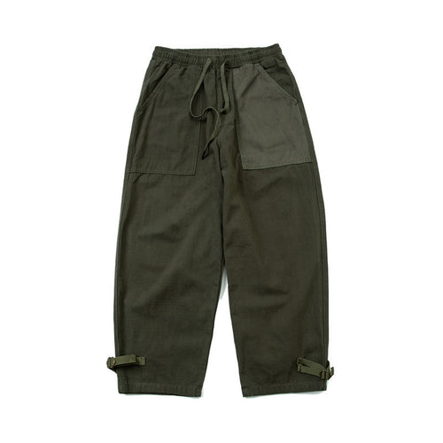 Herren Locker geschnittene Utility-Cargo-Hose mit Kordelbund und verstellbaren Beinriemen Drune