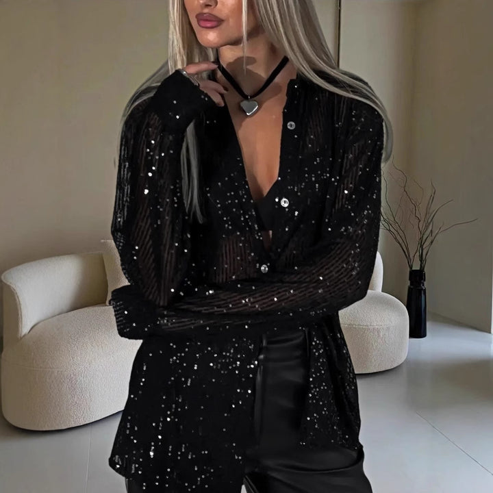 Damen Blusen mit funkelnden Pailletten Drune