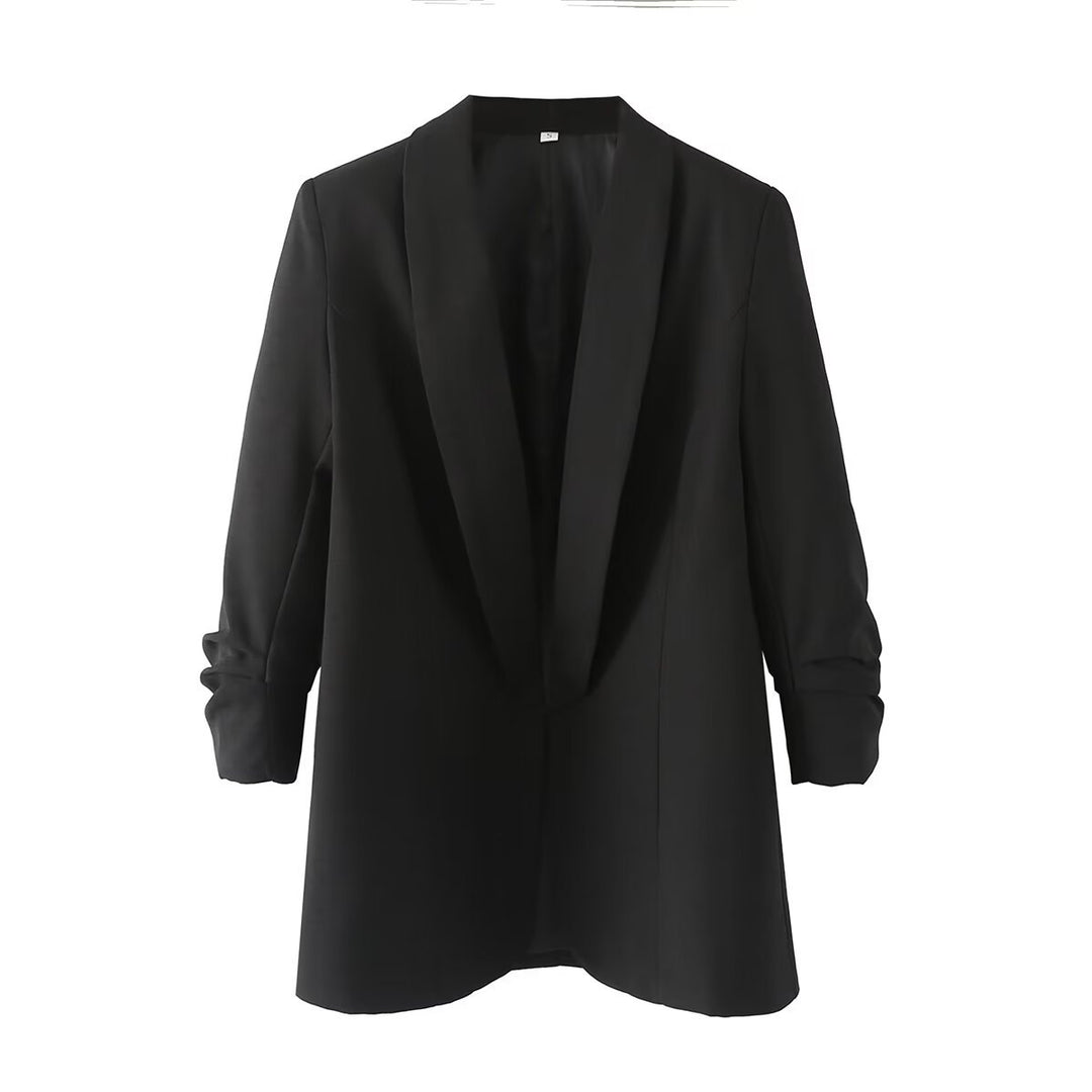 Damen nan langer unstrukturierter Blazer mit Schalkragen und krempelbaren Ärmeln Drune