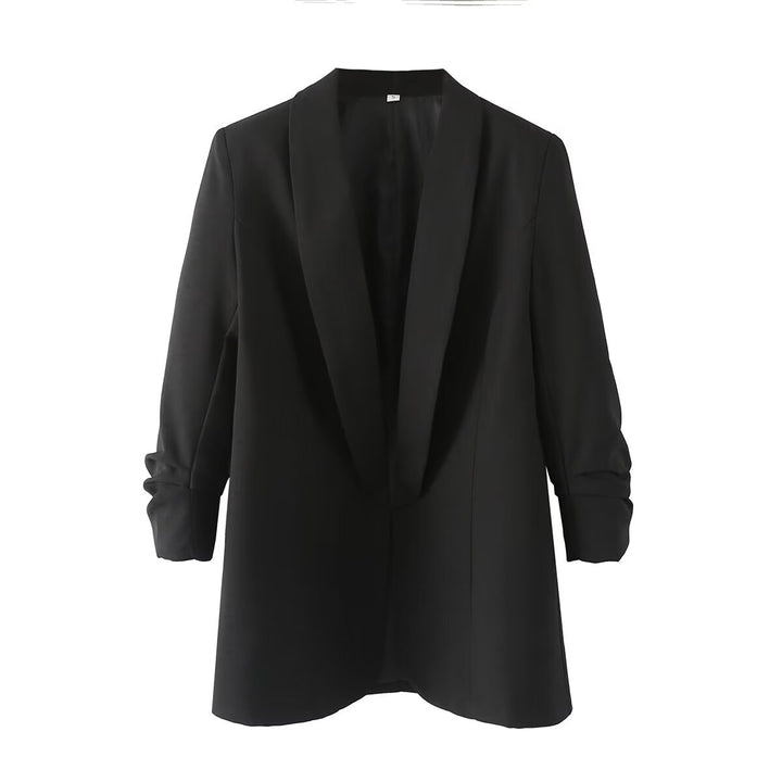 Damen nan langer unstrukturierter Blazer mit Schalkragen und krempelbaren Ärmeln Drune