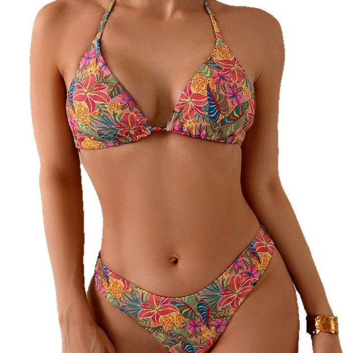Damen Triangel-Bikini mit floralem Design Drune
