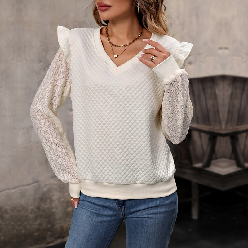 Damen Verspielter Strickpullover mit Rüschen-Details Drune