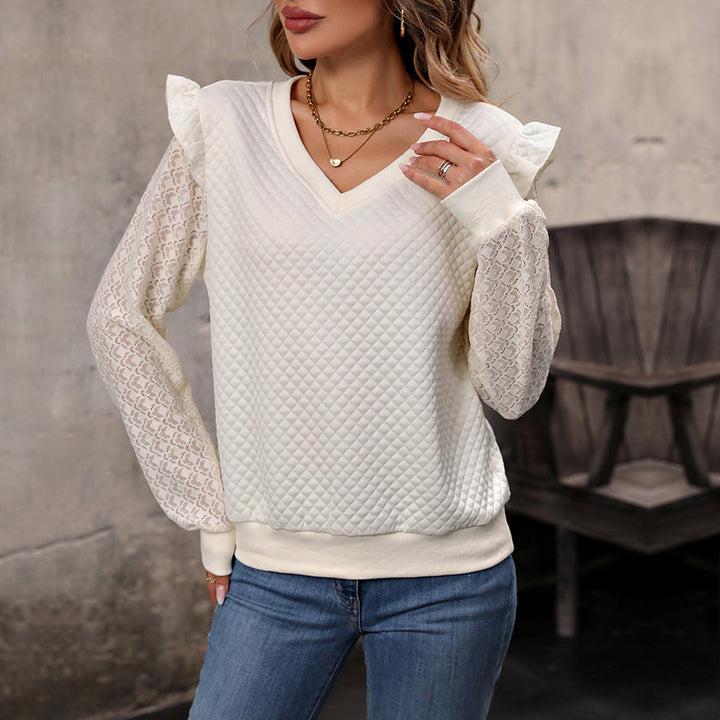 Damen Verspielter Strickpullover mit Rüschen-Details Drune