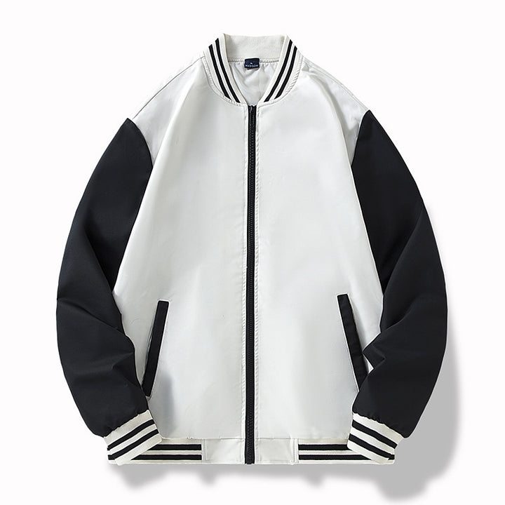 Herren College-Bomberjacke im Varsity-Stil mit kontrastierenden Ärmeln und gerippten Saumbündchen Drune
