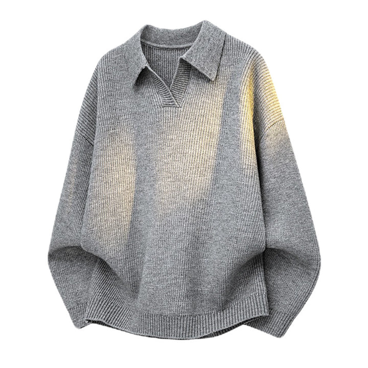 Herren Modischer Grobstrickpullover mit Kragen Drune