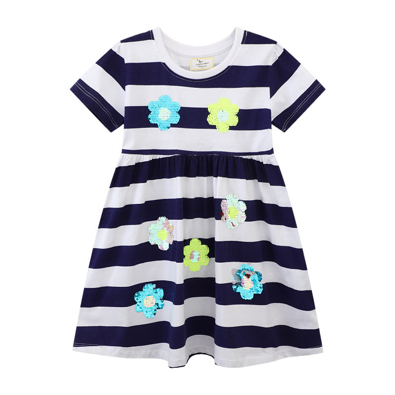 Mädchen Freizeitleichtes gestreiftes Kleid Drune