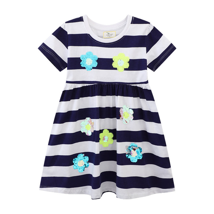 Mädchen Freizeitleichtes gestreiftes Kleid Drune