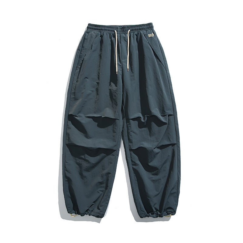 Herren Baggy-Cargo-Hose mit elastischem Tunnelzugbund, Kordelzug und verstellbaren Saumbündchen Drune