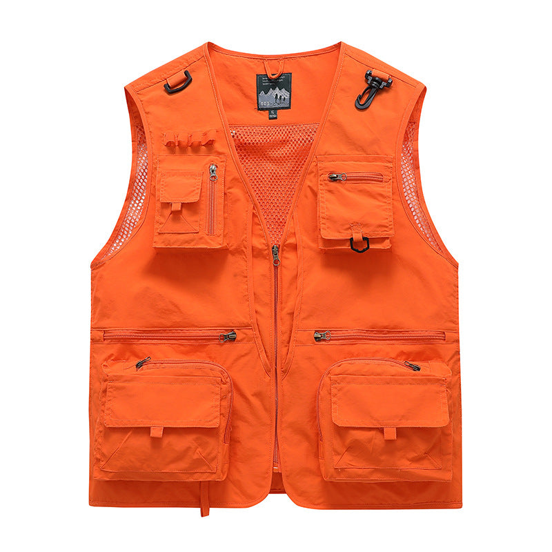 Unisex multifunktionale Utility-Weste mit zahlreichen Taschen, D‑Ringen und atmungsaktivem Mesh Drune