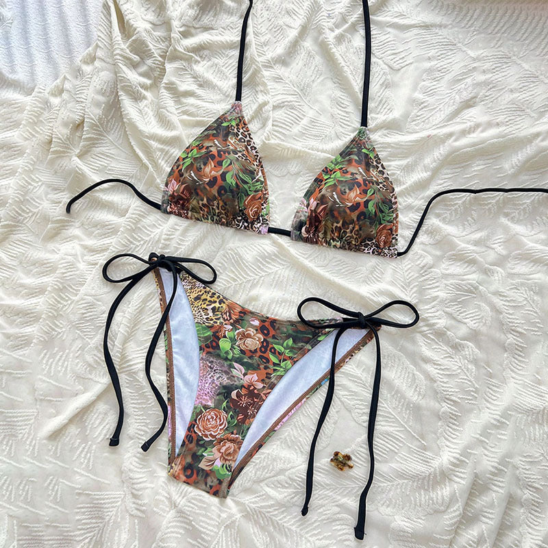 Damen Triangel-Bikini mit hohem Beinausschnitt und verstellbaren Bändern Drune