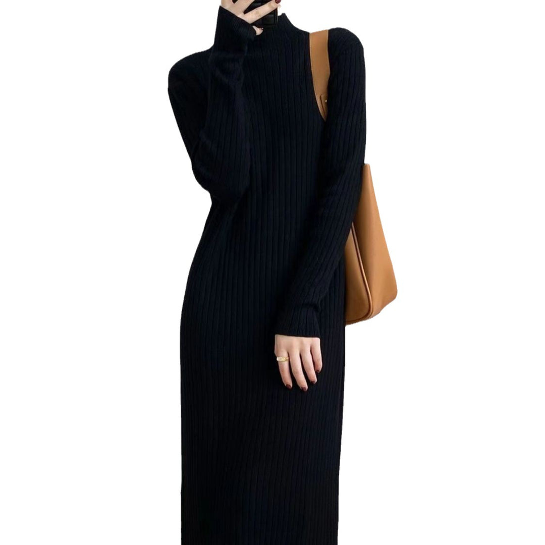Damen Langarm Strickkleid mit strukturiertem Rippdesign und flauschigem Saum Drune