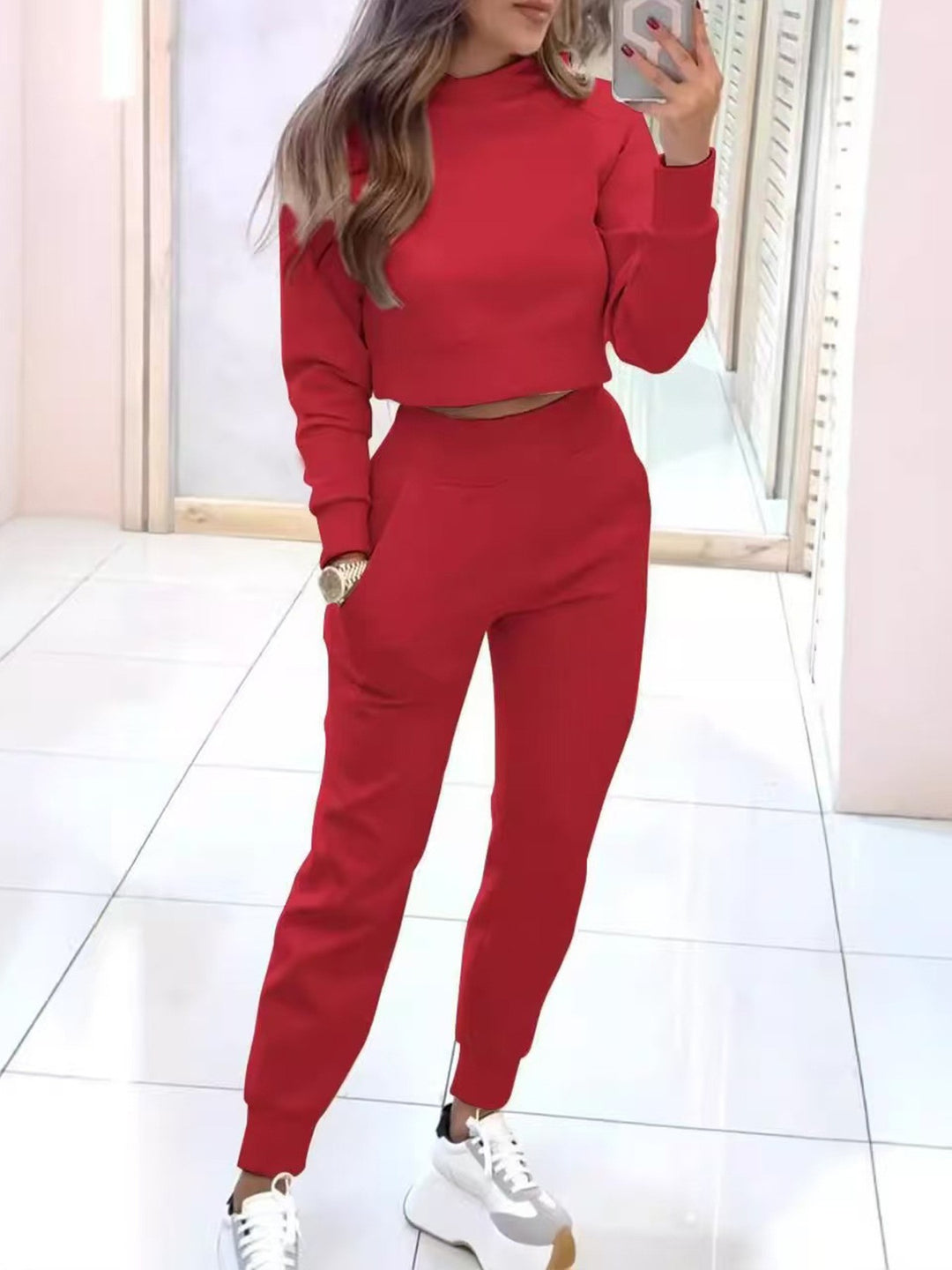 Damen Modischer Sweater und Jogginghose Set Drune