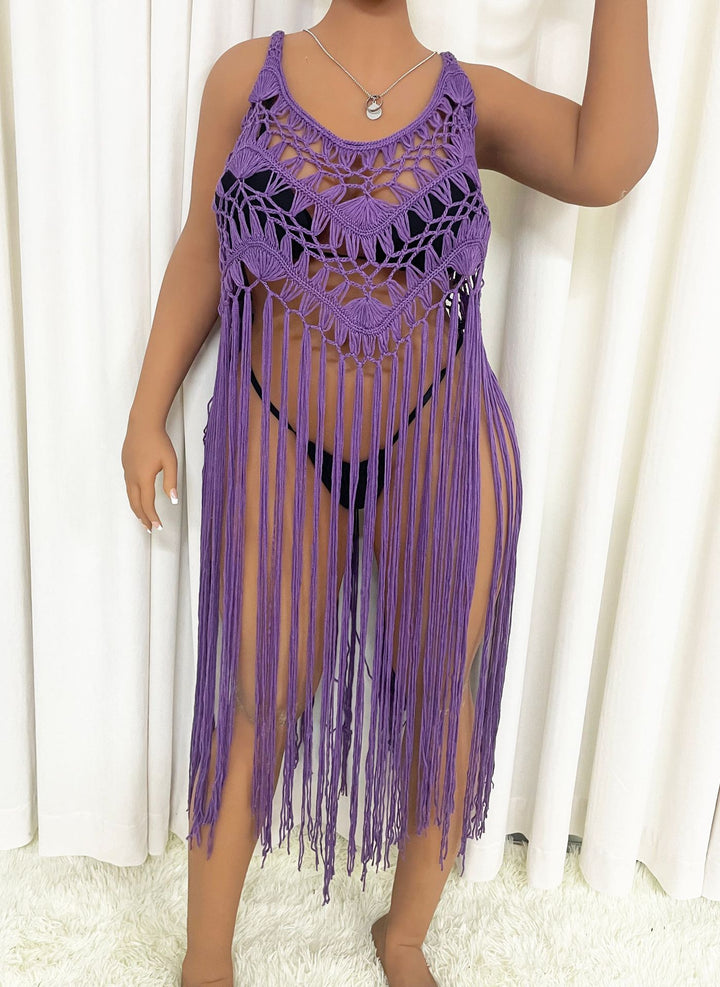 Damen Strandponcho mit Fransen Drune