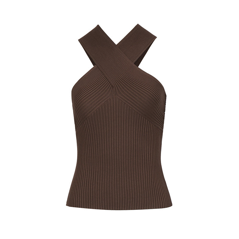 Damen Stricktop mit künstlerischem Kreuz-Träger Design Drune