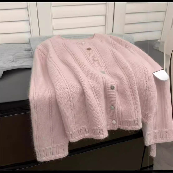 Damen Grobstrick-Cardigan mit geschmackvollem Knopfverschluss und weiten Ärmeln Drune