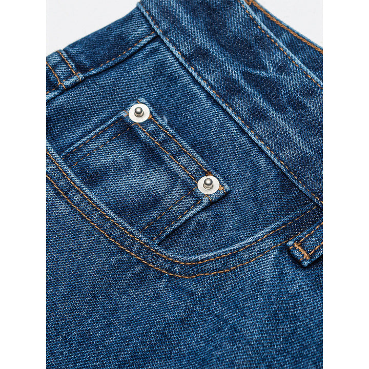 Damen Weite Denim-Jeans mit hoher Taille, geradem Bein und Fünf-Taschen-Design Drune