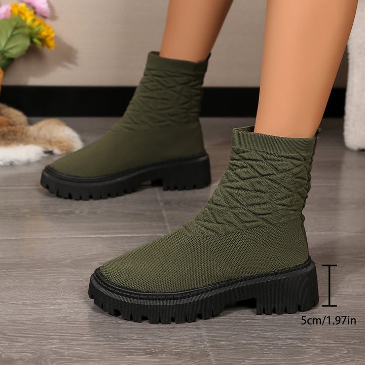 Damen Modische Stiefeletten mit strukturiertem Obermaterial und rutschfester Sohle Drune