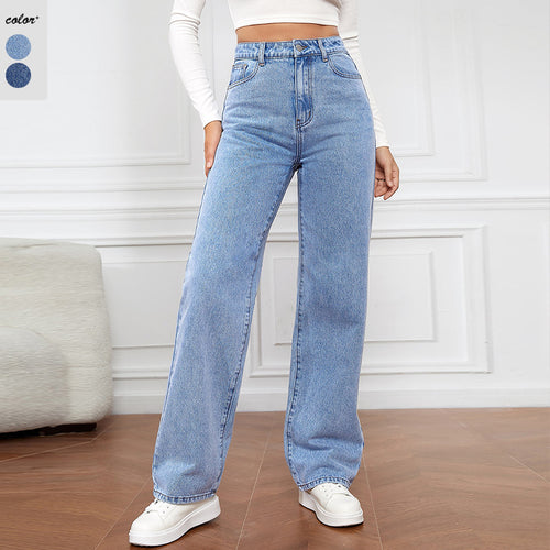 Damen Hoch geschnittene weite Jeans im Vintage-Stil Drune